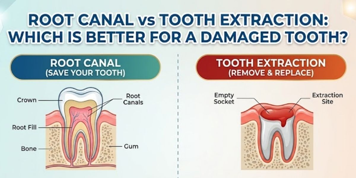 Root canal vs extraction treatment options for a damaged tooth