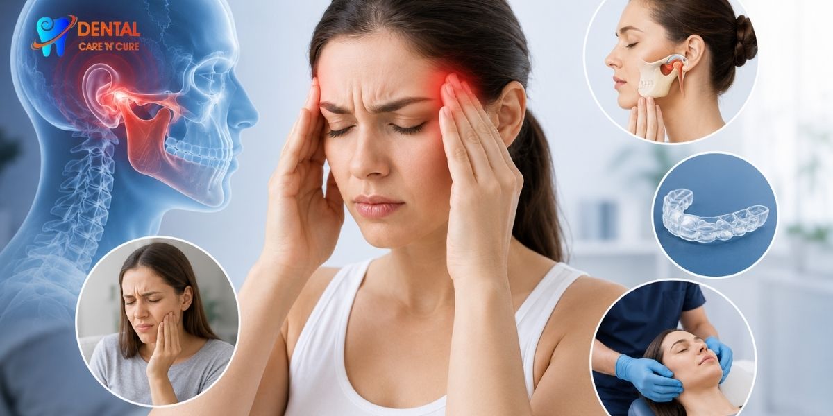Dentist explaining why teeth wear down including enamel erosion, bruxism, and tooth sensitivity at Dental Care 'N' Cure clinic